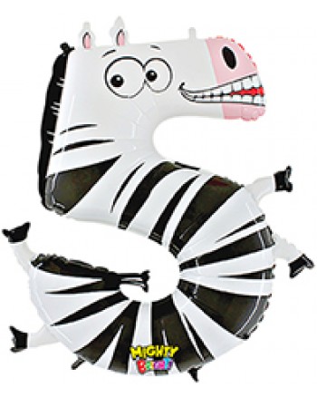 40" Zooloons Number 5 Zebra