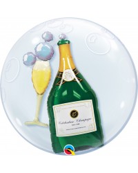 Bubble Balloon Bubbly Wine Bottle & Glass 